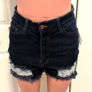 NWT FashionNova Distressed Denim Shorts SZ 13
